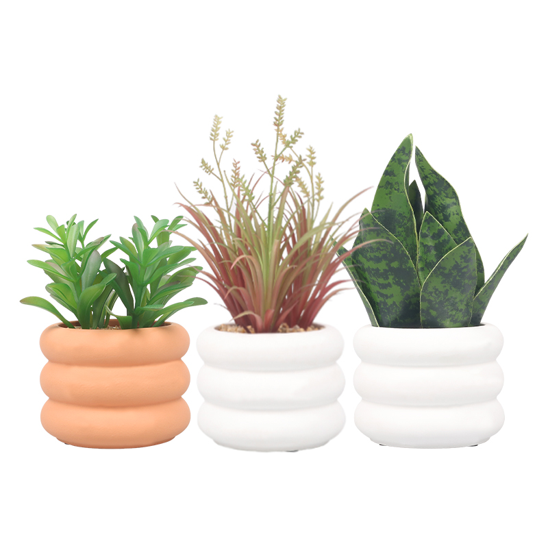 Artifi potted plant w pot,set of 3,indoor/outdoor herbs，4.72inches