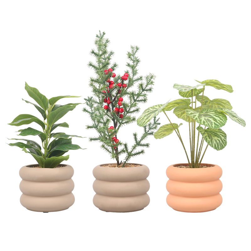 Artifi potted plant w pot,set of 3,indoor/outdoor leaves，4.72inches