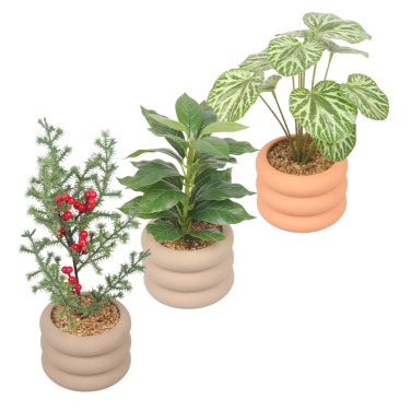 Artifi potted plant w pot,set of 3,indoor/outdoor leaves，4.72inches