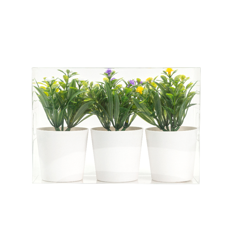 Artifi potted plant w pot, set of 3, indoor/outdoor herbs,2.36 inches