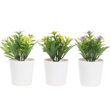 Artifi potted plant w pot, set of 3, indoor/outdoor herbs,2.36 inches