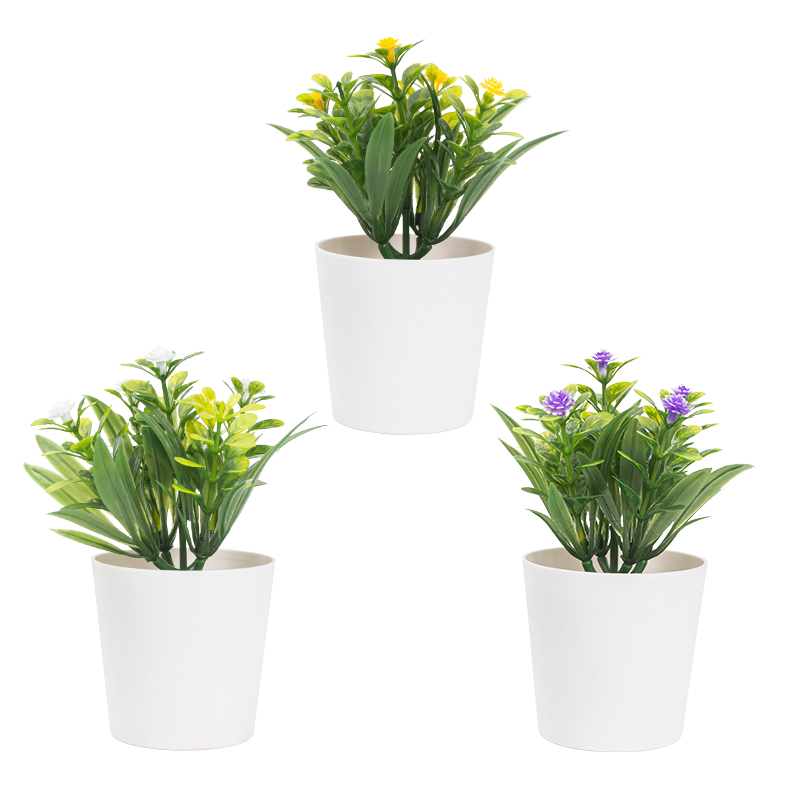 Artifi potted plant w pot, set of 3, indoor/outdoor herbs,2.36 inches