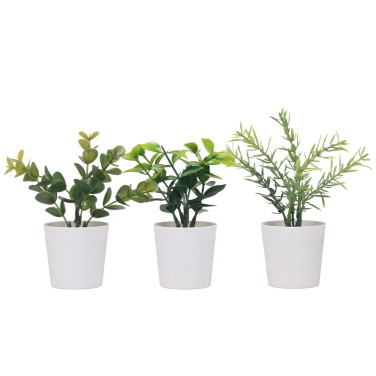 Artifi potted plant w pot, set of 3, indoor/outdoor herbs, 2 "