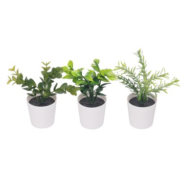 Artifi potted plant w pot, set of 3, indoor/outdoor herbs, 2 "