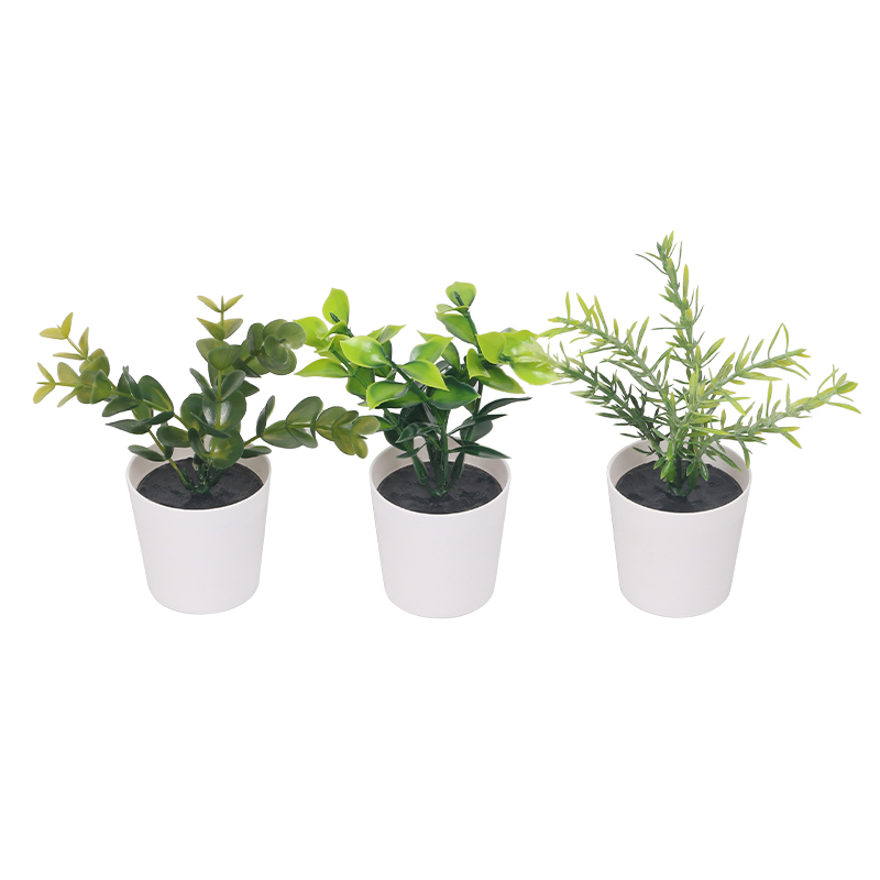 Artifi potted plant w pot, set of 3, indoor/outdoor herbs, 2 "