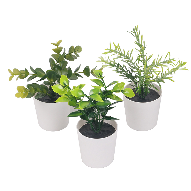 Artifi potted plant w pot, set of 3, indoor/outdoor herbs, 2 "