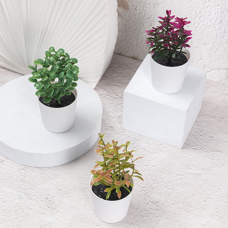 Artifi potted plant w pot, set of 3, indoor/outdoor herbs, 2 "