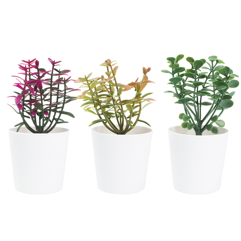 Artifi potted plant w pot, set of 3, indoor/outdoor herbs, 2 "