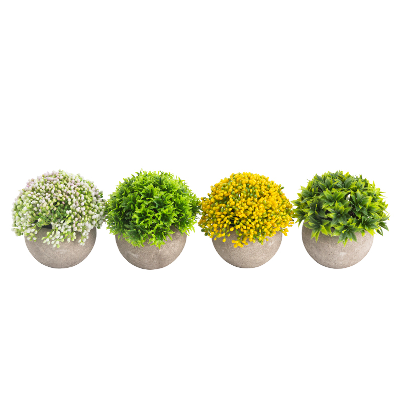 Artifi potted plant w pot, set of 4, indoor/outdoor herbs,3.7 inches