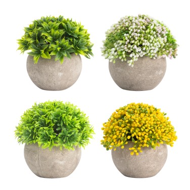 Artifi potted plant w pot, set of 4, indoor/outdoor herbs,3.7 inches