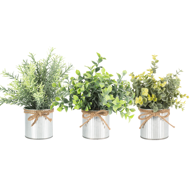 Artifi potted plant w pot, set of 3, indoor/outdoor herbs, 3.07"