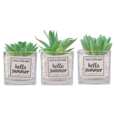 Artifi potted plant w pot, set of 3, indoor/outdoor succulent,2.36 inches