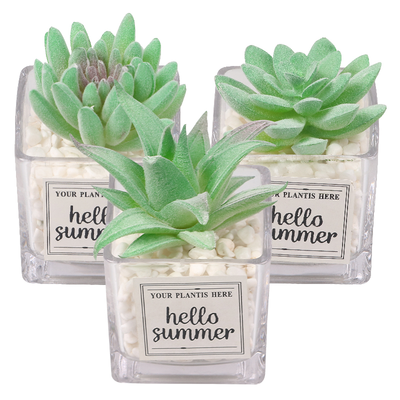 Artifi potted plant w pot, set of 3, indoor/outdoor succulent,2.36 inches