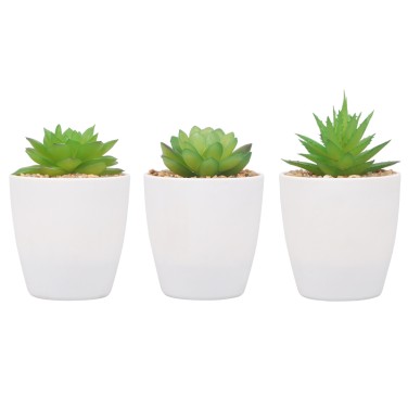 Artifi potted plant w pot, set of 3, indoor/outdoor succulent, 2.95 inches