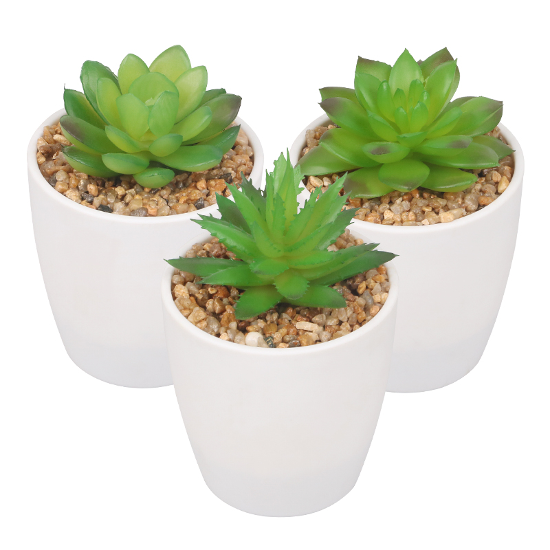 Artifi potted plant w pot, set of 3, indoor/outdoor succulent, 2.95 inches