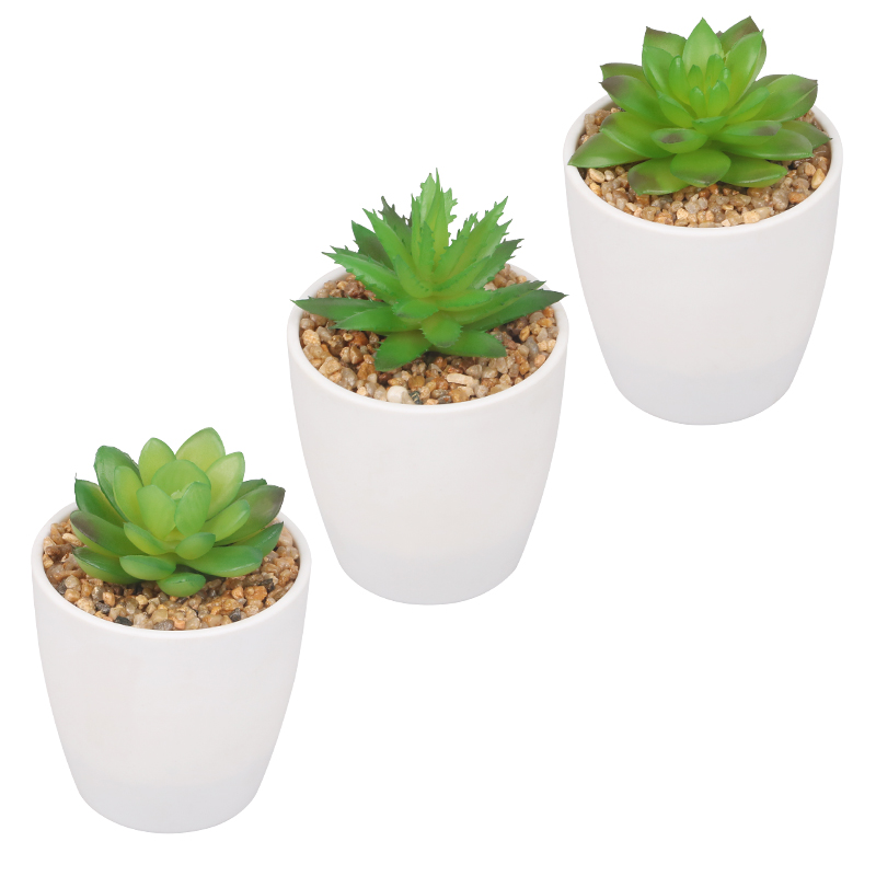 Artifi potted plant w pot, set of 3, indoor/outdoor succulent, 2.95 inches