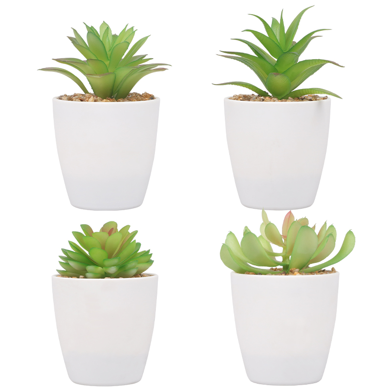 Artifi potted plant w pot, set of 4, indoor/outdoor succulent, 2.95 inches