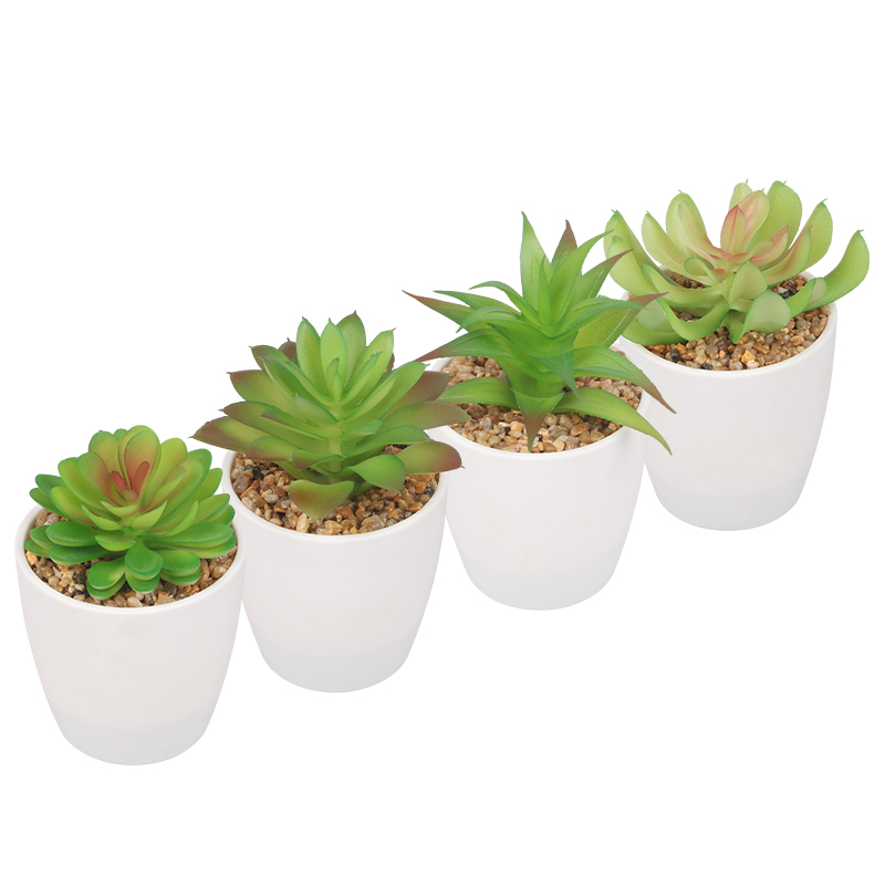 Artifi potted plant w pot, set of 4, indoor/outdoor succulent, 2.95 inches