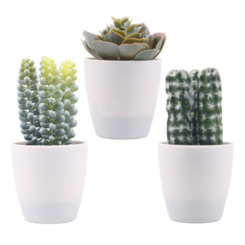 Artifi potted plant w pot, set of 3, indoor/outdoor succulent, 2.95 inches