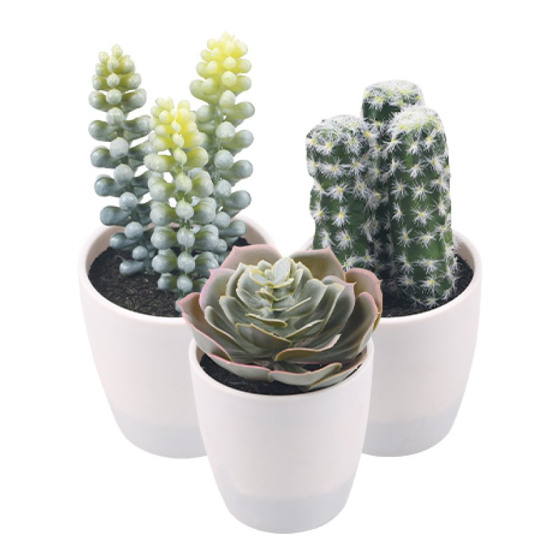 Artifi potted plant w pot, set of 3, indoor/outdoor succulent, 2.95 inches