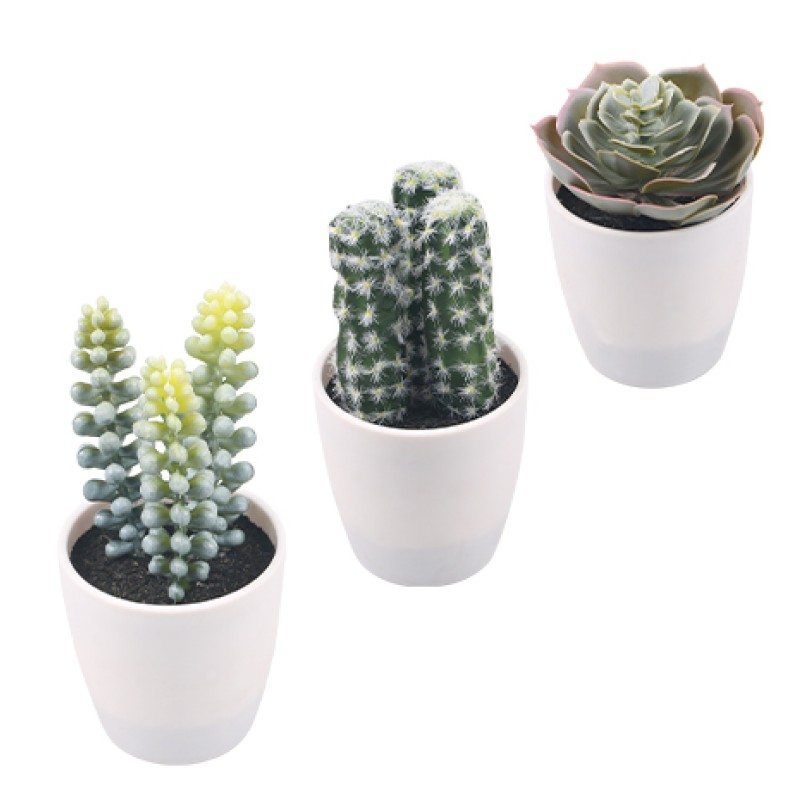 Artifi potted plant w pot, set of 3, indoor/outdoor succulent, 2.95 inches