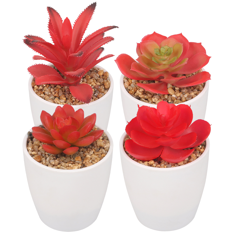 Artifi potted plant w pot, set of 4, indoor/outdoor succulent, 2.95 inches