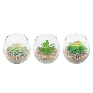 Artifi potted plant w pot, set of 3, indoor/outdoor succulent,3.15inches