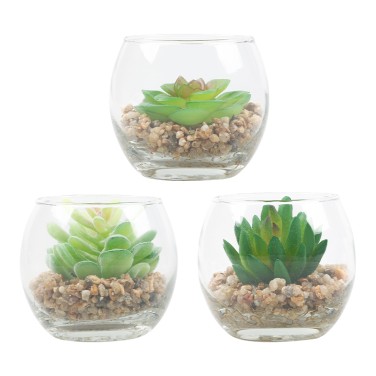 Artifi potted plant w pot, set of 3, indoor/outdoor succulent,3.15inches