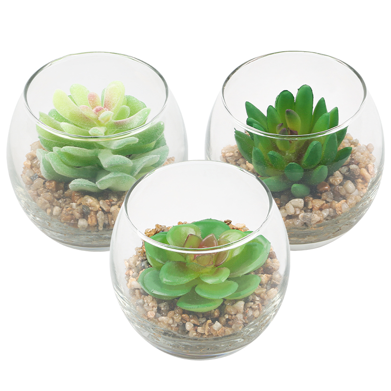 Artifi potted plant w pot, set of 3, indoor/outdoor succulent,3.15inches