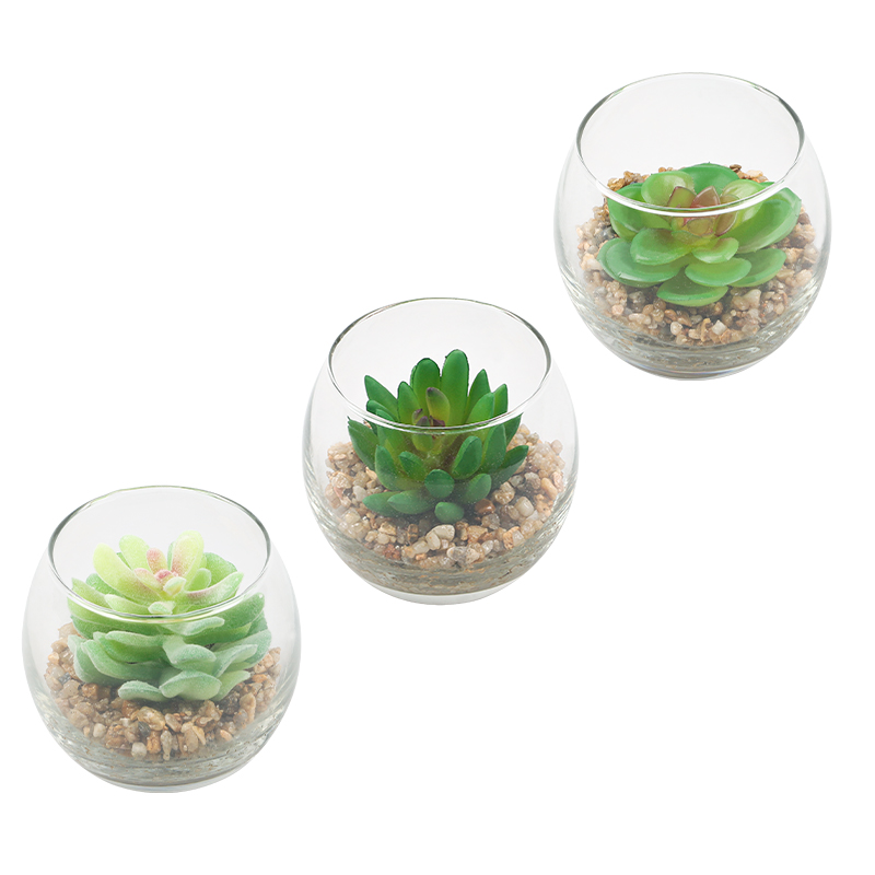 Artifi potted plant w pot, set of 3, indoor/outdoor succulent,3.15inches