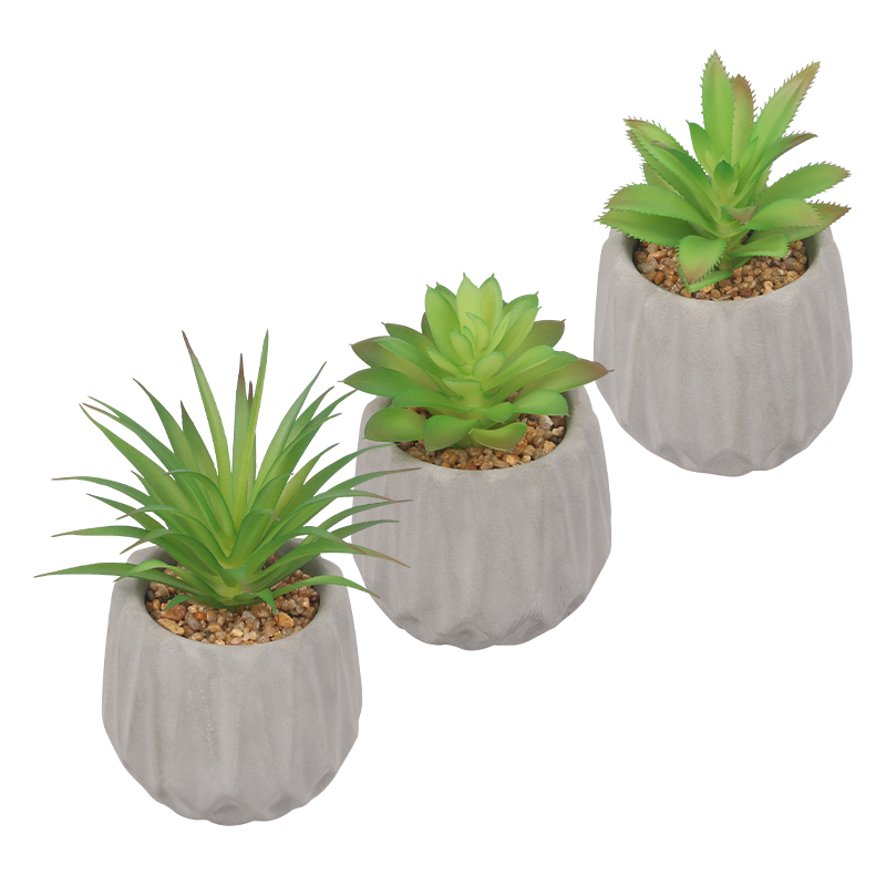 Artifi potted plant w pot, set of 3, indoor/outdoor succulent,3.74 inches