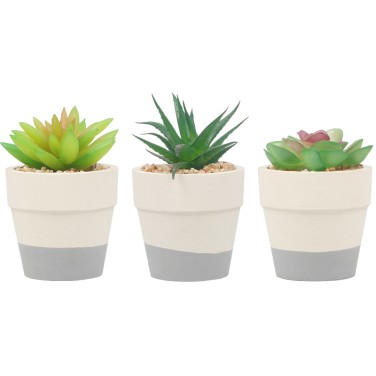 Artifi potted plant w pot, set of 3, indoor/outdoor succulent , 2.44 inches