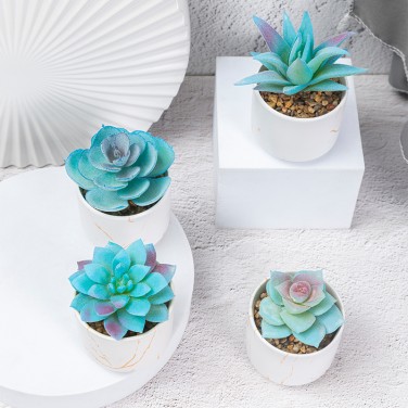 Artifi potted plant w pot,set of 4,indoor/outdoor succulent，2.48inches