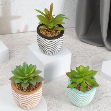 Artifi potted plant w pot, set of 3, indoor/outdoor succulent, 3.15 inches