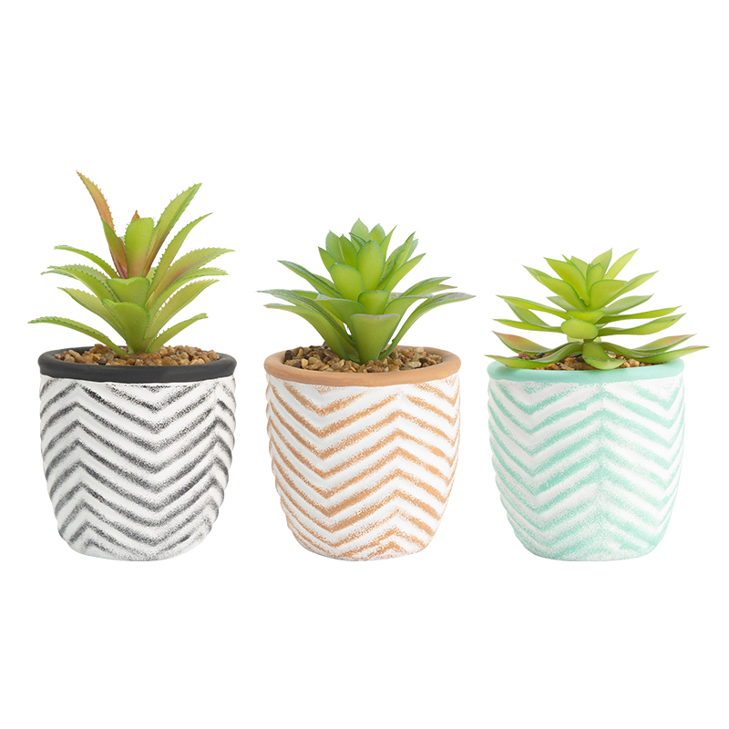 Artifi potted plant w pot, set of 3, indoor/outdoor succulent, 3.15 inches