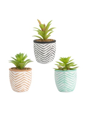 Artifi potted plant w pot, set of 3, indoor/outdoor succulent, 3.15 inches