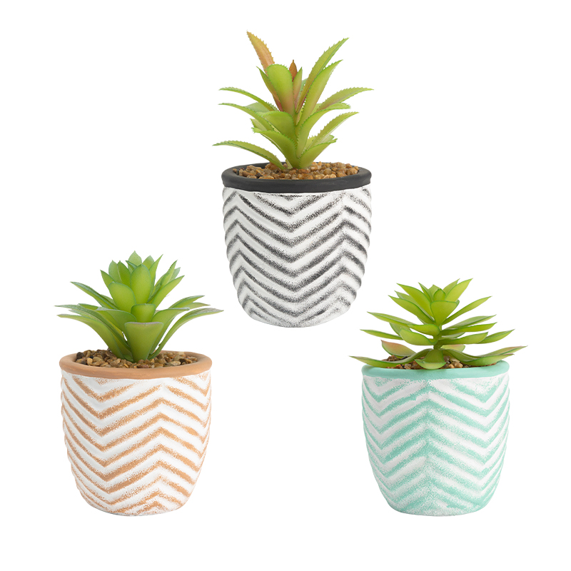 Artifi potted plant w pot, set of 3, indoor/outdoor succulent, 3.15 inches