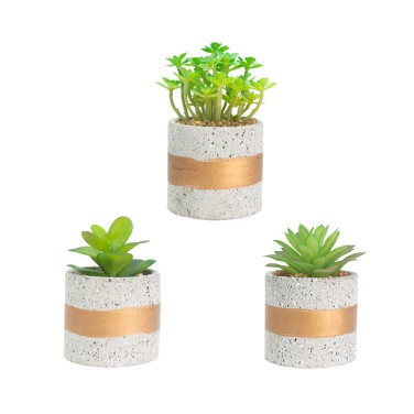 Artifi potted plant w pot,set of 3 indoor/outdoor succulent , 2.99 "